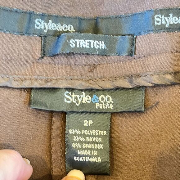Style & Co. Brown Trousers Dress Pants Wide Leg 2P Work Office Workwear - Picture 4 of 5